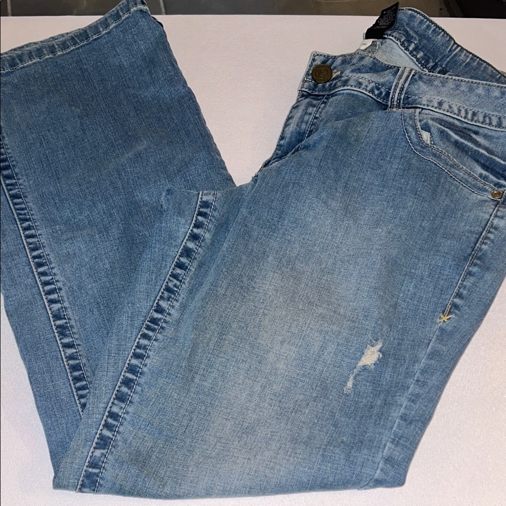 Lane Bryant Bootcut Lightly Distressed Medium Wash Stretch Sz 14W